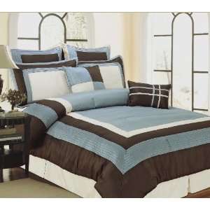  Bartley Blue/Brown Oversize 8 Piece Comforter Bed In A Bag 