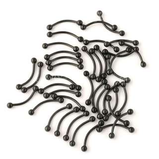 16g Black Steel Barbell Curved Eyebrow Ear Ring 100pcs  