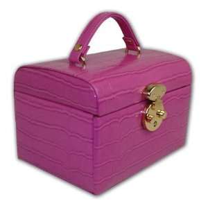  Crocodile Grained Leather Pink Jewelry Box: Everything 