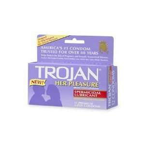 Trojan Her Pleasure Lubricated Latex Condoms with Spermicide   12 Ea 