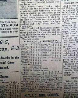 Hall of Fame BOB FELLERs 1st Start 17 yrs. old Cleveland Indians 1936 