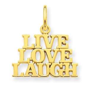  Talking Live Love Laugh Charm in 14k Yellow Gold: Jewelry