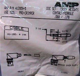 AMP 413959 5 BNC 90deg RF/Coaxial Connector RG180 195  