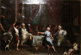 Lazarus Feast of Dives Oil Painting by Prass 1856  