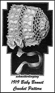 1919 Titanic WWI Baby Bonnet Crochet Pattern Baptism Christening 