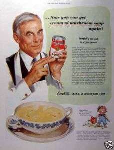 1944 CAMPBELLS SOUP CREAM OF MUSHROOM ad  