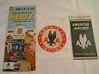   American Air Lines Luggage Label Timetable Hertz Rent a Car Tags 1950