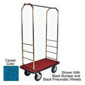  Easy Mover Bellman Cart Brass, Blue Carpet, Gray Bumper, 8 