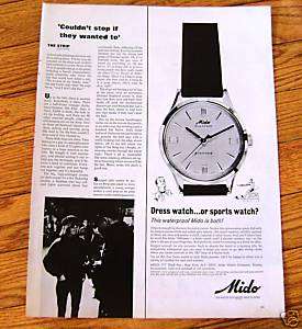 1966 Mido Multifort Dress or Sports Watch Ad  