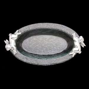  Arthur Court Bunny Glass Oval Tray: Kitchen & Dining