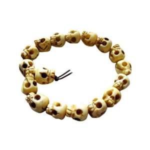 10mm Ox Bone Skull Beads Tibetan Buddhist Prayer Meditation Wrist Mala 