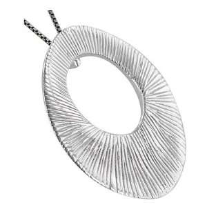 Sterling Silver Wrinkled Finish Open Oval Pendant Jewelry