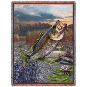  First Strike Bass Fish Tapestry Throw Blanket: Home 