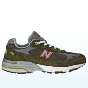 New Balance Womens WR993 Marines Running Shoes Olive with Gray & Red 