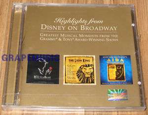 HIGHLIGHTS FROM DISNEY ON BROADWAY Aida Lion King CD  