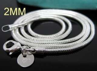 1pcs silver plated 2mm snake chain necklace 16 24 inch  