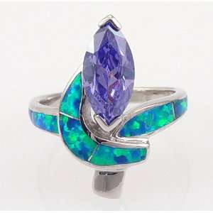  925 Sterling Silver Inlay Synthetic Blue OPAL Marquis Cut 