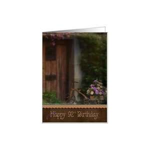  92nd birthday, trike,vintage, door, carnation, bouquet 