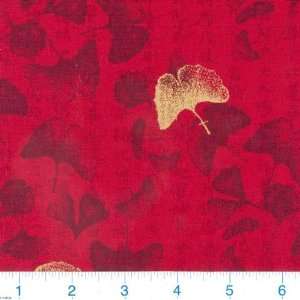 45 Wide Lonni Rossis Ginko Fantasy Leaves & Oriental Characters Red 