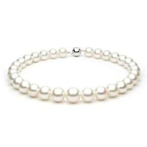 White South Sea Cultured Pearl Necklace   12 15mm, AA+ Quality, Solid 
