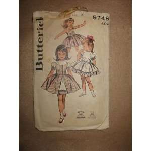  Vintage Butterick Pattern #9748 Girls Full Skirted Dress 