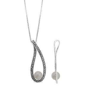   Pearl Necklace: Marcasite & Sterling Silver Jewelry by Boma: Jewelry