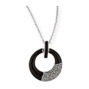    Marcasite and Sterling Silver Pendant Necklace: Italy: Jewelry