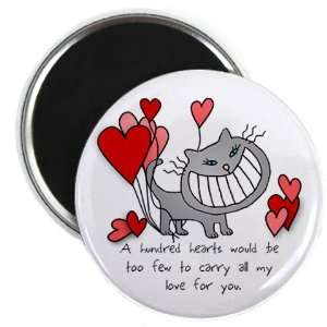   LOVE CAT HEARTS Valentines Day 2.25 Fridge Magnet 