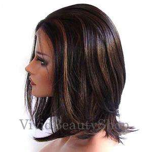 SYNTHETIC LACE FRONT HAIR FULL WIG MEDIUM BROWN BLONDE  