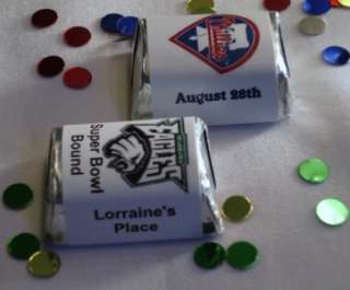30 PERSONALIZED NFL or MLB BIRTHDAY/ SUPERBOWL PARTY CANDY WRAPPER 