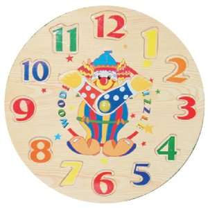    Puzzled Wooden Clock Small   Clown Wooden Toys: Toys & Games