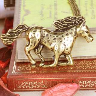 Vintage Jewelry Big Copper Horse Pendant Long Necklace EGJ  