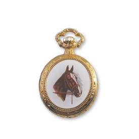 New Jacques du Manoir Gold Tone Horse Pocket Watch  