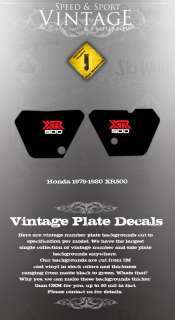 HONDA 1979 1980 XR500 SIDE PLATE COVER DECALS LIKE NOS  