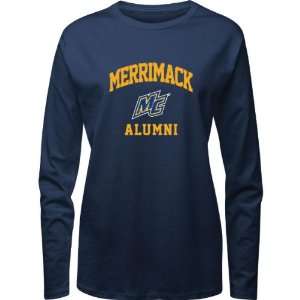  Merrimack Warriors Navy Womens Alumni Arch Long Sleeve T 