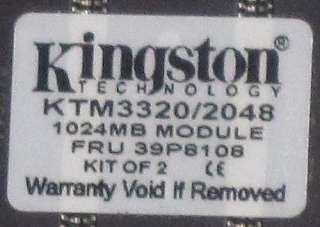 4GB (4x1GB), KTM3320/2048, KINGSTON KIT, FRU 39P8108  