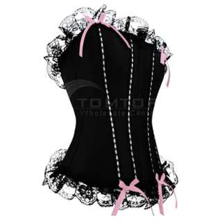 Sexy Lace Up Corset Bustier Top Skirt + G string H2183  