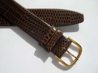 Dark brown teju lizard print leather watch band  