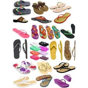   Pack   18 Womens Summer Wedges Sandals & Flip Flops: Home & Kitchen