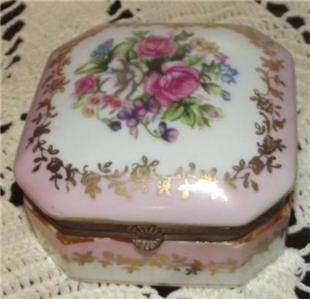   Norleans Fine China Trinket Jewelry Box, Handpainted, 24K Gold, Roses
