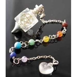    Clear Quartz 7 Chakra w/Pentagram Pendulum 