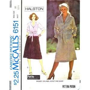  McCalls 6151 Sewing Pattern Misses Halston Jacket and 