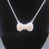 Free p&p Hellokitty jewelry pink &silver& black bow crystal necklace 