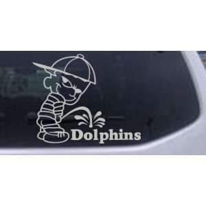 Pee On Dolphins Car Window Wall Laptop Decal Sticker    Silver 6in X 7 