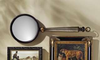 Sherlock Holmes Magnifying Glass Wall Sculpture Mirrored Lens  