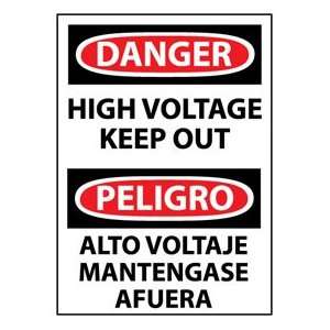 Bilingual Aluminum Sign   Danger High Voltage Keep Out:  