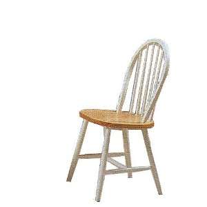   Beautiful White/natural Finish Set Of 4 Windsor Chairs