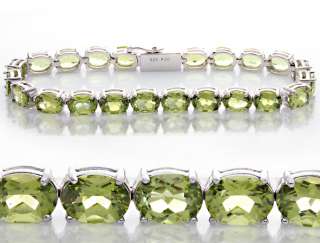 27.50 ct Oval Cut Natural Peridot Tennis Bracelet Solid .925 Sterling 
