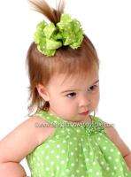 Dainty Lime Green Polka Boutique Hair Bow Baby Toddler  
