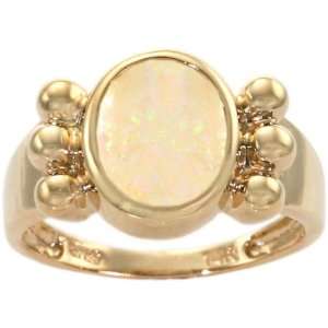   Yellow Gold Oval Gemstone Cocktail Ring Opal, size7 diViene Jewelry
